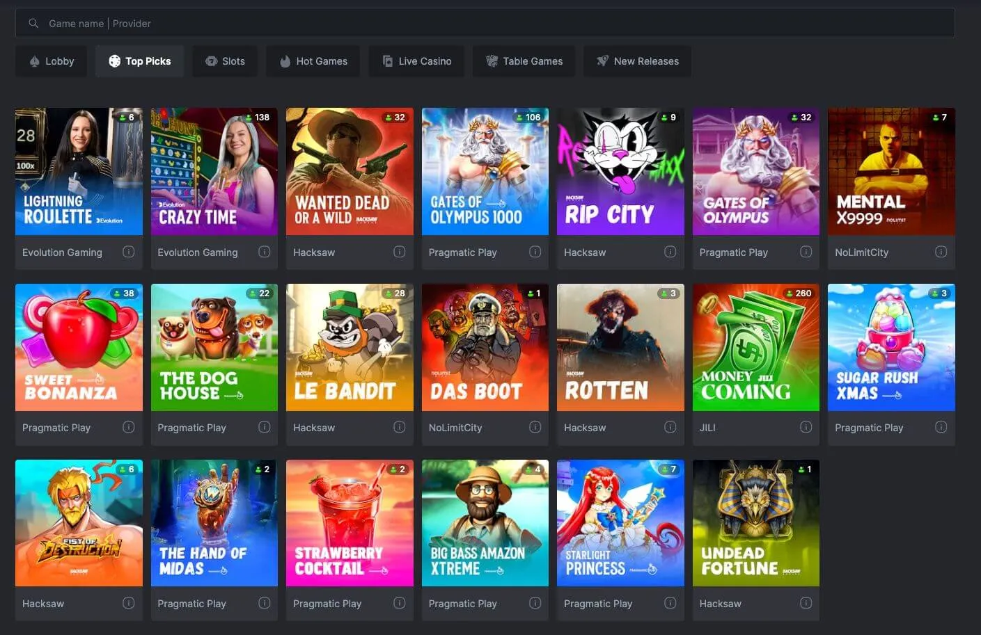 Spelutbudet på BC.Game med populära slots och live casino