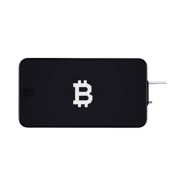 BitBox02, svart hårdvaruplånbok med Bitcoin-symbol