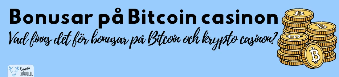 Mynttravar med Bitcoin och rubriken ”Bonusar på Bitcoin casinon”