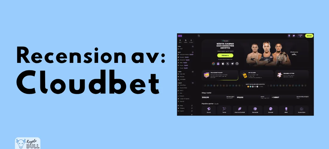 Cloudbets startsida bredvid rubriken ”Recension av: Cloudbet”