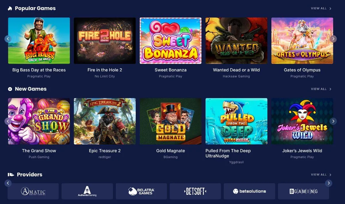 Spelutbudet på Flush med populära och nya slots samt spelleverantörer