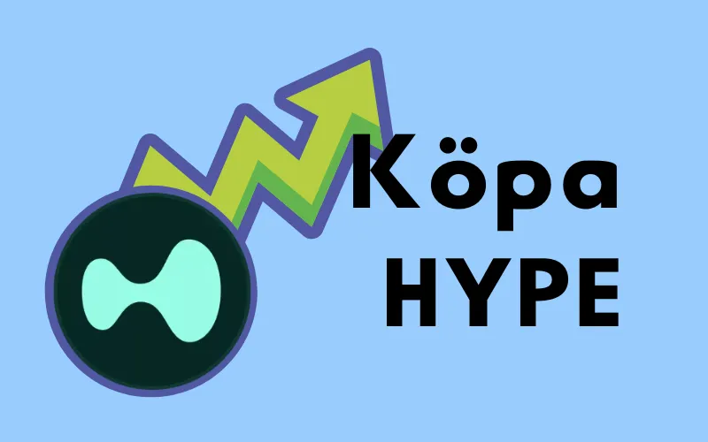 Hyperliquids HYPE-logotyp med stigande grön pil och texten ”Köpa HYPE”
