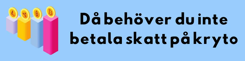 Staplar av mynt och rubriken ”Då behöver du inte betala skatt på krypto”
