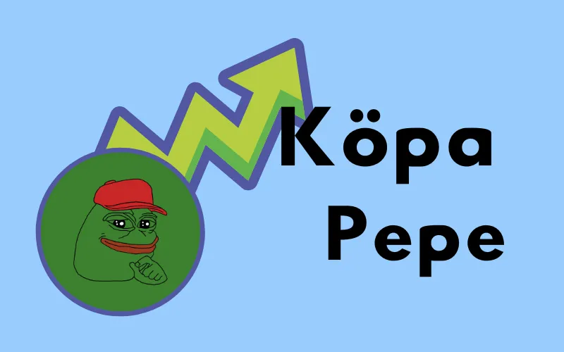 Pepe-grodan med stigande grön pil och texten ”Köpa Pepe”